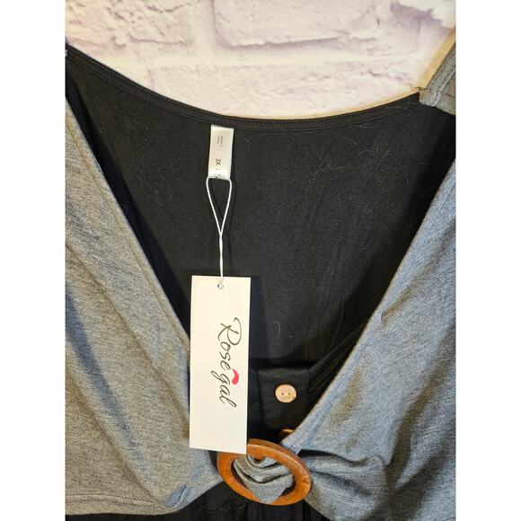 RoseGal Women's Tank Black Gray Center Loop Size 3X New with tags - Picture 6 of 10